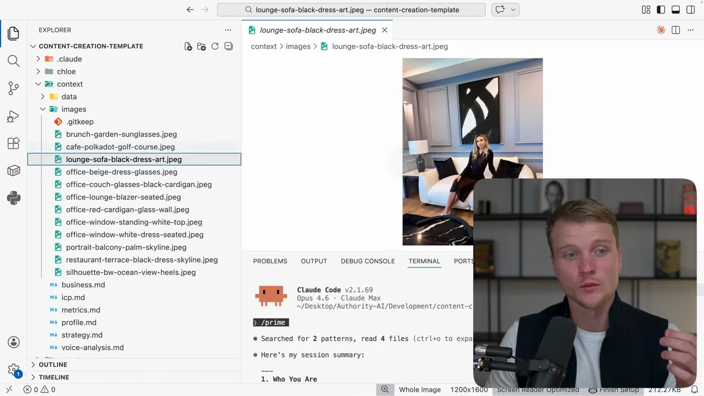 The image notes file, pairing every photo filename with a description of what is in it