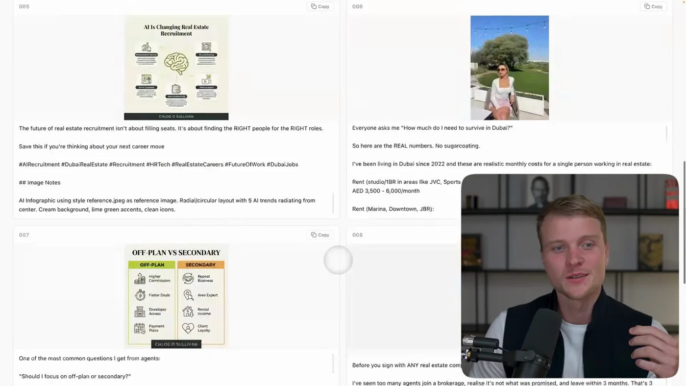 The finished posts in the editor, each with its image attached