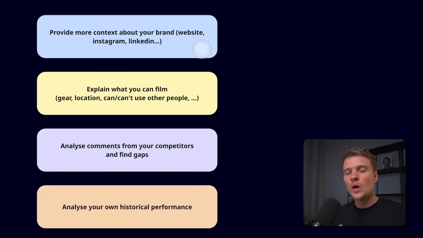 Four cards listing ways to get better results out of the system